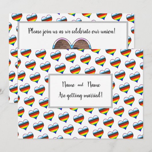 Rainbow Heart Einladung (Vorne/Hinten)