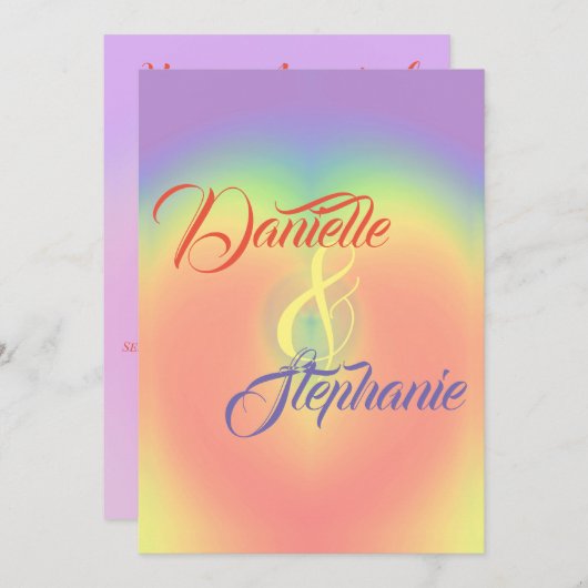 Rainbow Heart Einladung (Vorne/Hinten)