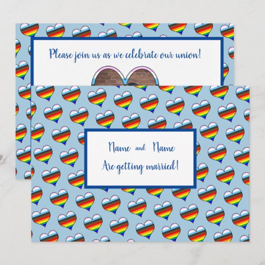 Rainbow Heart Einladung (Vorne/Hinten)