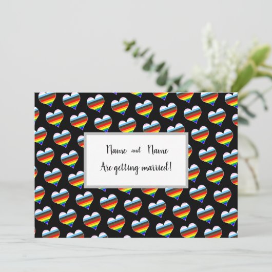 Rainbow Heart Einladung (Stehend Vorderseite)