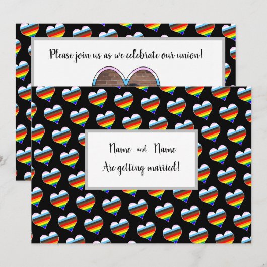 Rainbow Heart Einladung (Vorne/Hinten)