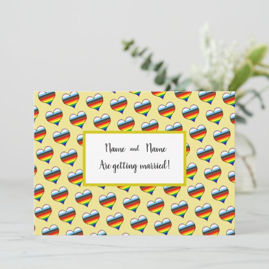 Rainbow Heart Einladung (Stehend Vorderseite)