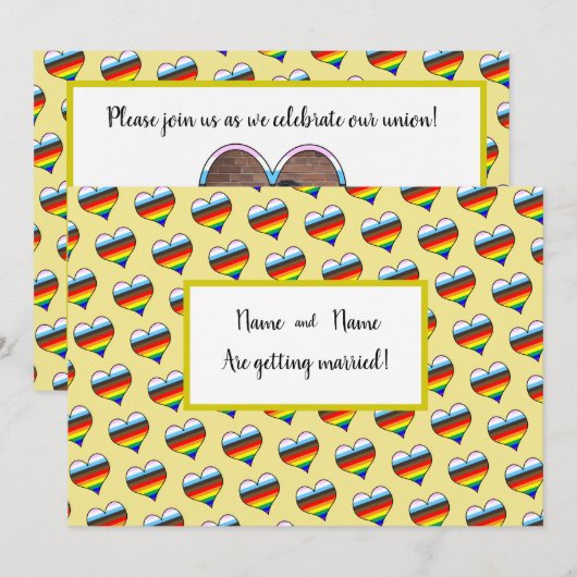 Rainbow Heart Einladung (Vorne/Hinten)