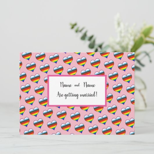 Rainbow Heart Einladung (Stehend Vorderseite)