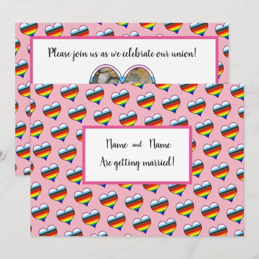 Rainbow Heart Einladung (Vorne/Hinten)