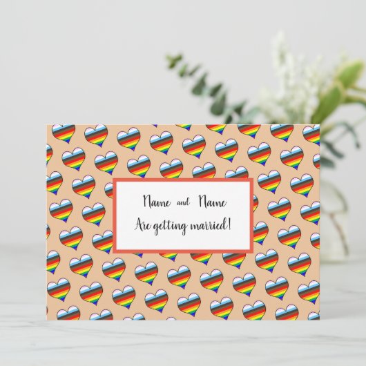 Rainbow Heart Einladung (Stehend Vorderseite)