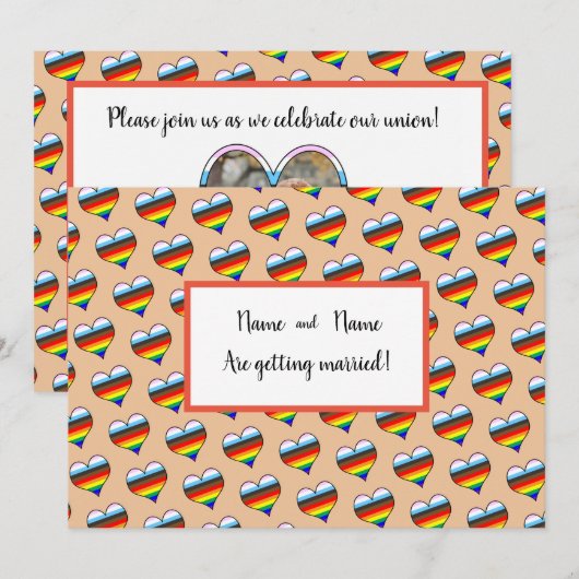 Rainbow Heart Einladung (Vorne/Hinten)