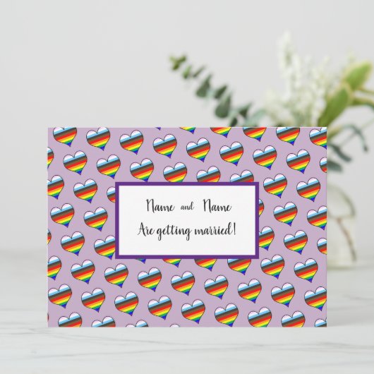 Rainbow Heart Einladung (Stehend Vorderseite)