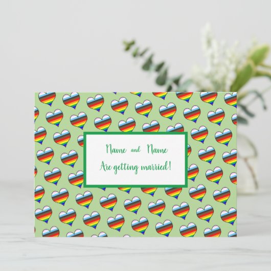 Rainbow Heart Einladung (Stehend Vorderseite)