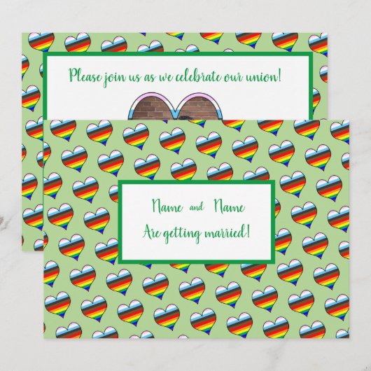 Rainbow Heart Einladung (Vorne/Hinten)