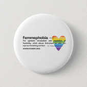 Rainbow Heart Femmephobia Button (Vorderseite)