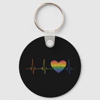 Rainbow heart flag heartbeat pride month awareness schlüsselanhänger