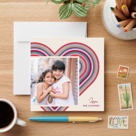 Rainbow Heart Flat Valentine's Day Card - Burgund Feiertagskarte