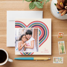 Rainbow Heart Flat Valentine's Day Card - Lachs Feiertagskarte