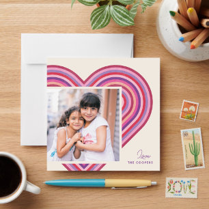 Rainbow Heart Flat Valentine's Day Card - Pflaume Feiertagskarte