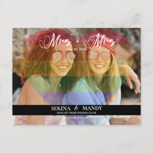 Rainbow Heart Foto Gay Pride Save the Date Postkarte