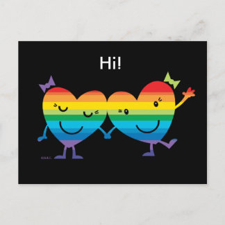 Rainbow Heart Gals Postkarte