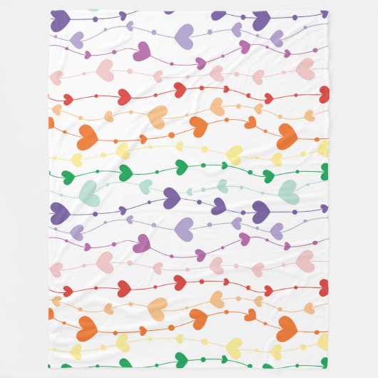 Rainbow Heart Garland Pattern Gemütliche & farbenf Fleecedecke (Vorderseite)
