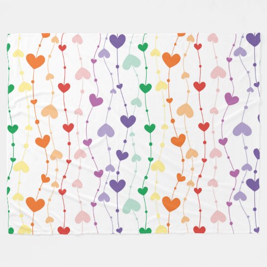 Rainbow Heart Garland Pattern Gemütliche & farbenf Fleecedecke (Vorderseite (Horizontal))
