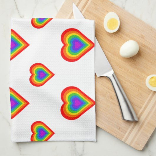 Rainbow Heart Geschirrtuch (Viertel Falte)