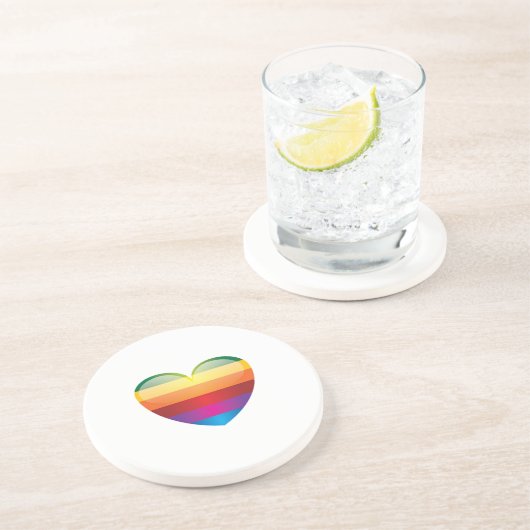 Rainbow Heart Getränkeuntersetzer (Seite)