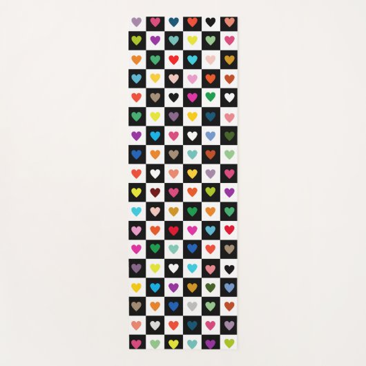 Rainbow Heart Grid Pattern Yogamatte (Vorderseite)