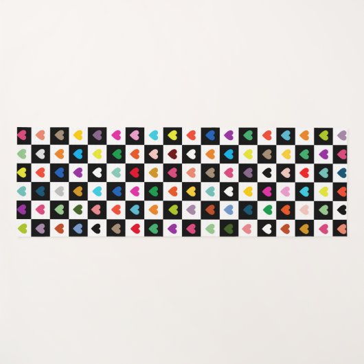 Rainbow Heart Grid Pattern Yogamatte (Vorderseite (Horizontal))