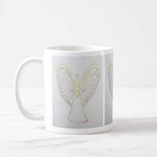 Rainbow Heart Guardian Angel Coffee Cup oder Tasse (Links)