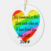 RAINBOW HEART JOHN 15:12 DESIGN KERAMIK ORNAMENT (Links)