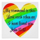 RAINBOW HEART JOHN 15:12 DESIGN POSTER (Vorderseite)