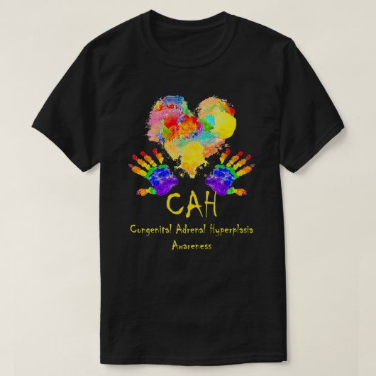 Rainbow Heart Kongenitale adrenale Hyperplasie T-Shirt (Design vorne)