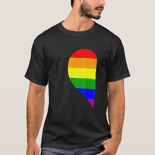 Rainbow Heart Lgbt Matching Gay Couple Valentine's T-Shirt (Vorderseite)