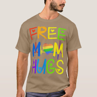 Rainbow Heart LGBT Pride Month Free Mama Hugs T-Shirt