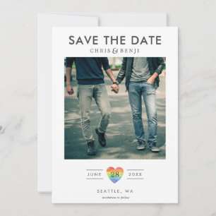 Rainbow Heart LGBTQ mit Foto Save The Date