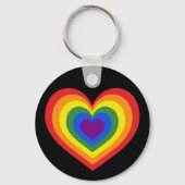 Rainbow Heart LGBTQ Prix auf schwarz Schlüsselanhänger (Vorderseite)