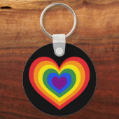 Rainbow Heart LGBTQ Prix auf schwarz Schlüsselanhänger (Vorderseite)