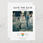 Rainbow Heart LGBTQ Save the Date mit Foto (Vorne/Hinten)