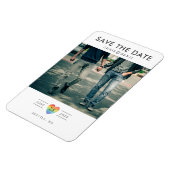 Rainbow Heart LGBTQ Save the Date mit Foto Magnet (Linke Seite)