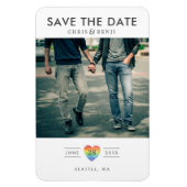 Rainbow Heart LGBTQ Save the Date mit Foto Magnet (Vertikal)