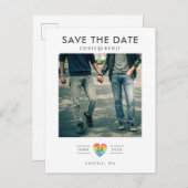 Rainbow Heart LGBTQ Save the Date mit Foto Postkarte (Vorne/Hinten)