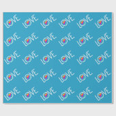 Rainbow Heart Liebe Blue Geschenkpapier (Flach)