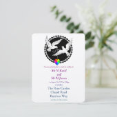 Rainbow Heart Liebe Doves Gay Wedding Einladung (Stehend Vorderseite)