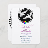 Rainbow Heart Liebe Doves Lesbian Wedding Einladung (Vorne/Hinten)
