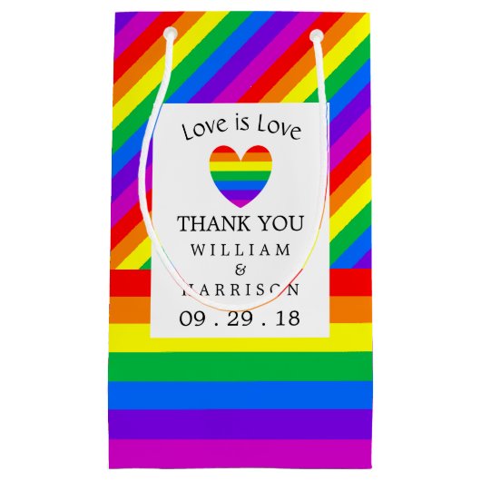 Rainbow Heart Liebe ist Liebe Hochzeit Kleine Geschenktüte (Vorderseite)