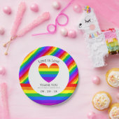 Rainbow Heart Liebe ist Liebe Hochzeit Pappteller (Party)