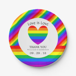 Rainbow Heart Liebe ist Liebe Hochzeit Pappteller