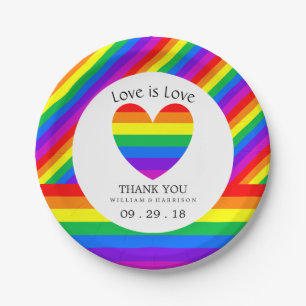 Rainbow Heart Liebe ist Liebe Hochzeit Pappteller
