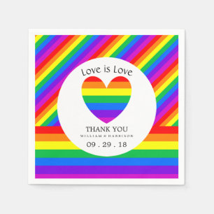 Rainbow Heart Liebe ist Liebe Hochzeit Serviette