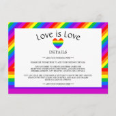 Rainbow Heart Liebe ist Liebe Hochzeitsdetails Begleitkarte (Vorderseite)