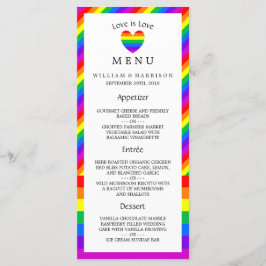 Rainbow Heart Liebe ist Liebe Wedding Menu Menükarte
